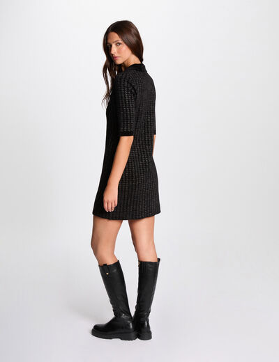 Robe tricot courte ajustée noir femme