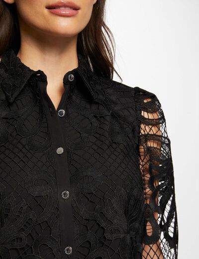 Chemise manches longues noir femme