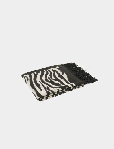 Sjaal met zebraprint mediumgrijs vrouw