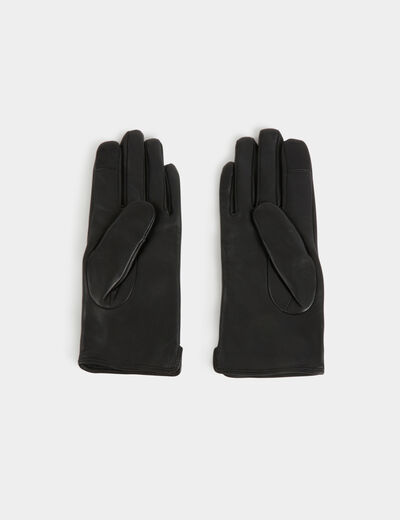 Gants en cuir matelassés noir femme