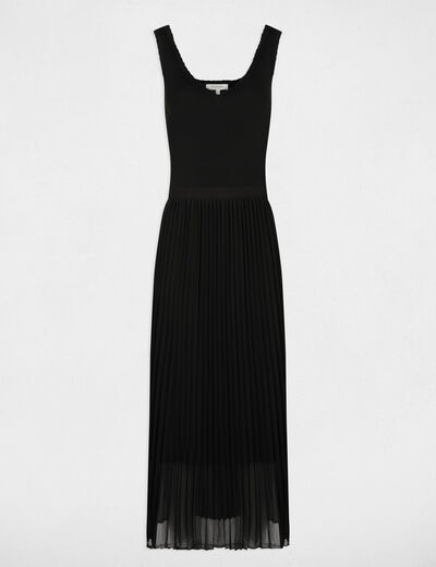 Robe tricot longue cintrée noir femme