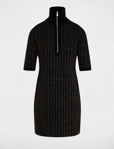 Robe tricot courte ajustée noir femme