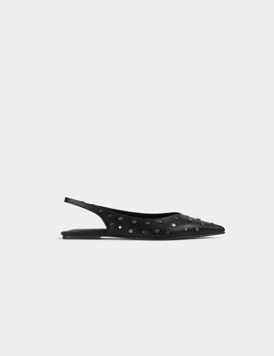 Slingback sandalen met studs zwart vrouw