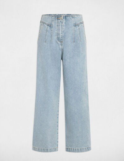 Jeans large 7/8ème clous jean bleached femme