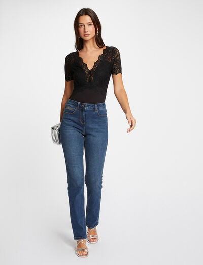 Rechte jeans met hoge taille jean stone vrouw