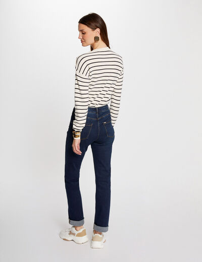 Rechte jeans met hoge taille raw jeans vrouw