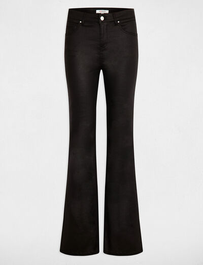 Pantalon flare enduit noir femme