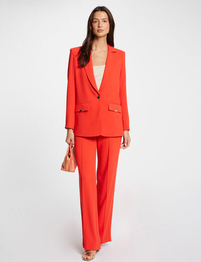 Blazer fluide boutonnée orange foncé femme