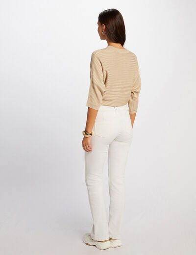 Pull manches 3/4 beige femme