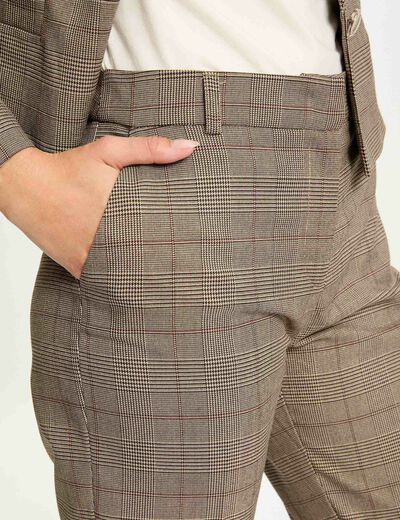 Pantalon ajusté à carreaux multico femme