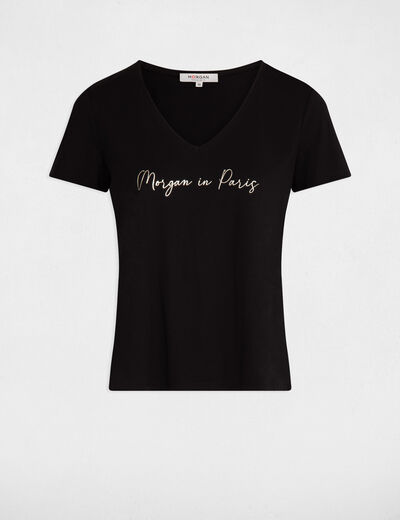 T-shirt à inscription noir femme