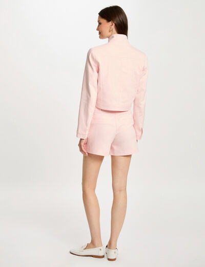 Short ajusté taille haute rose pale femme