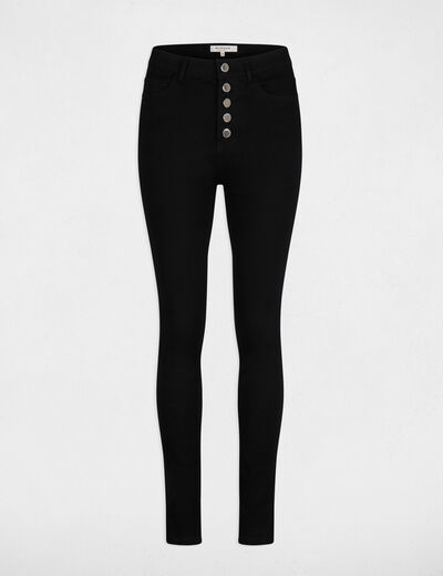 Jeans skinny boutonné noir femme