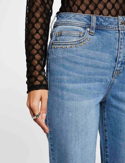 Rechte jeans met studs jean stone vrouw