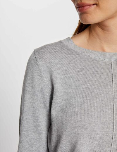 Pull col rond dos boutonné gris moyen femme