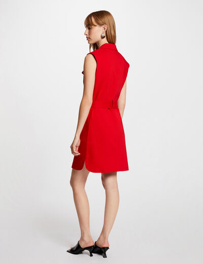 Robe courte cintrée ceinturée rouge femme