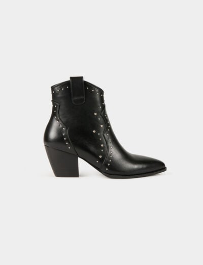 Bottines western avec clous noir femme