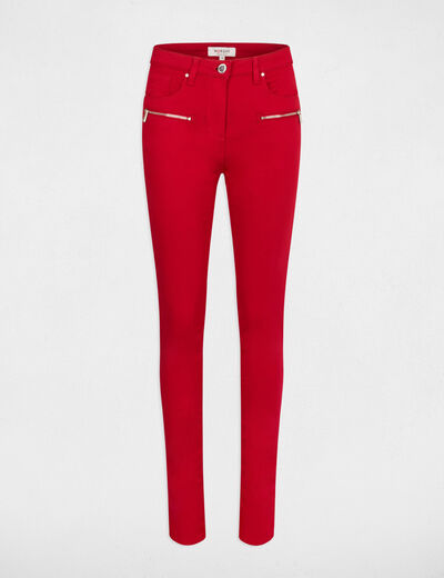 Slimfit jeans met ritsdetails medium rood vrouw