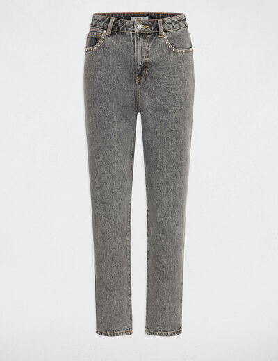 Jeans droit 7/8ème gris anthracite femme