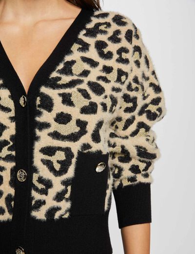 Cardigan met lange mouwen en print meerkleurig vrouw