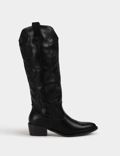 Bottines western à talons noir femme