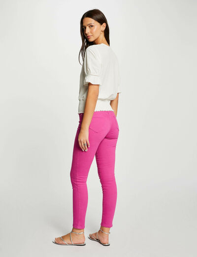 Jeans skinny taille basse rose fonce femme