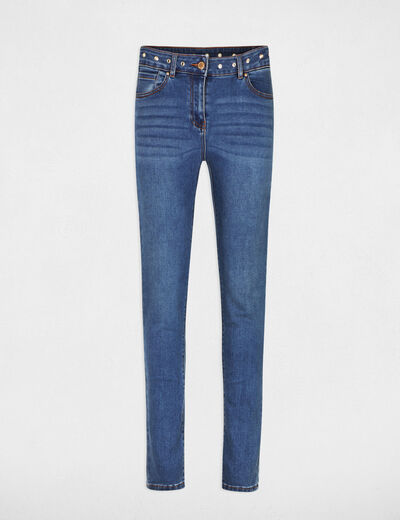Jeans slim détails oeillets jean stone femme