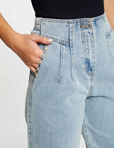 Lange 7/8 jeans met spijkers jean bleached vrouw