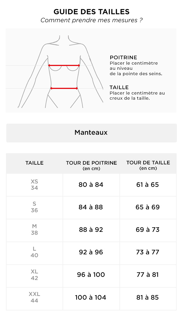 guide taille manteau femme