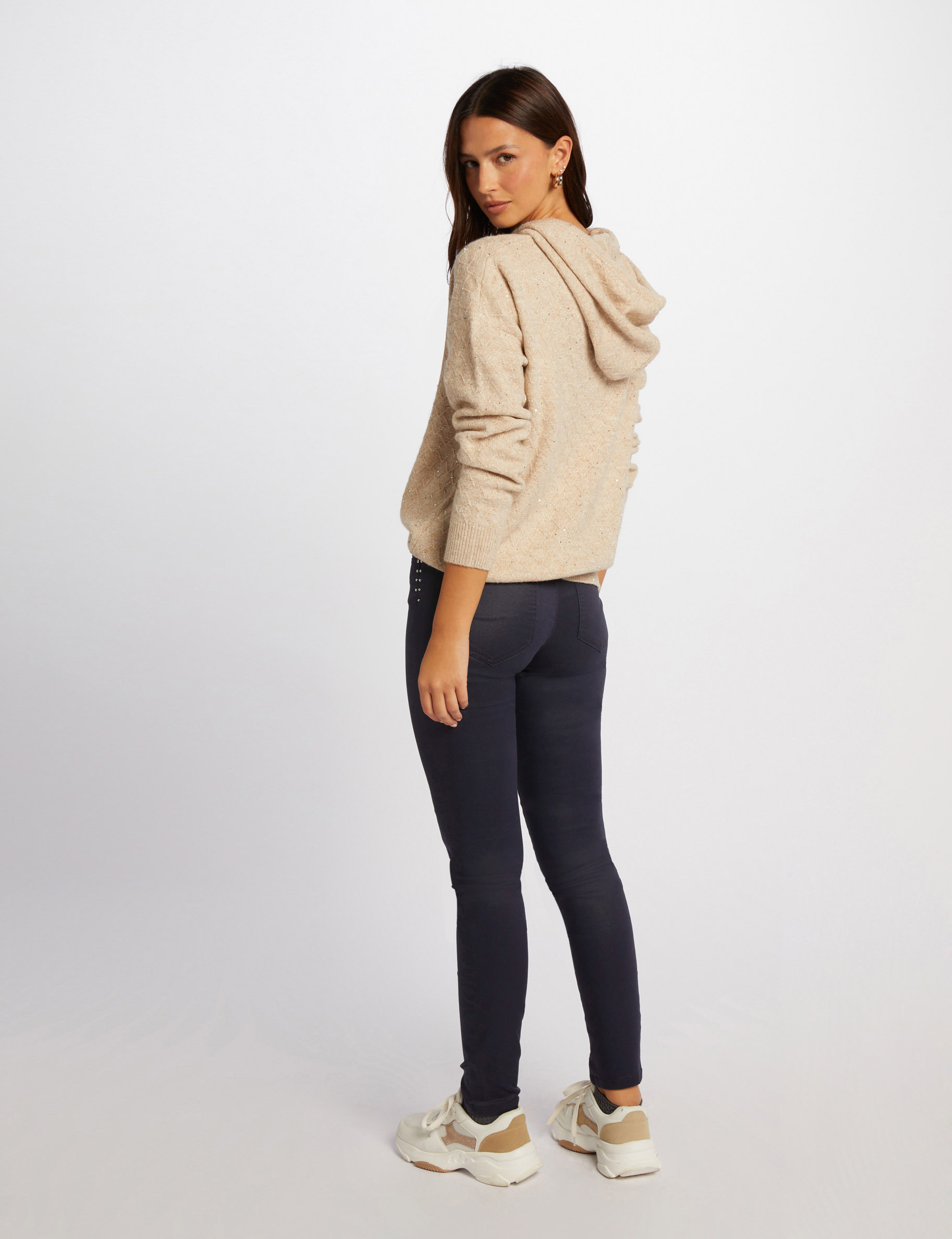 Trui met capuchon beige vrouw