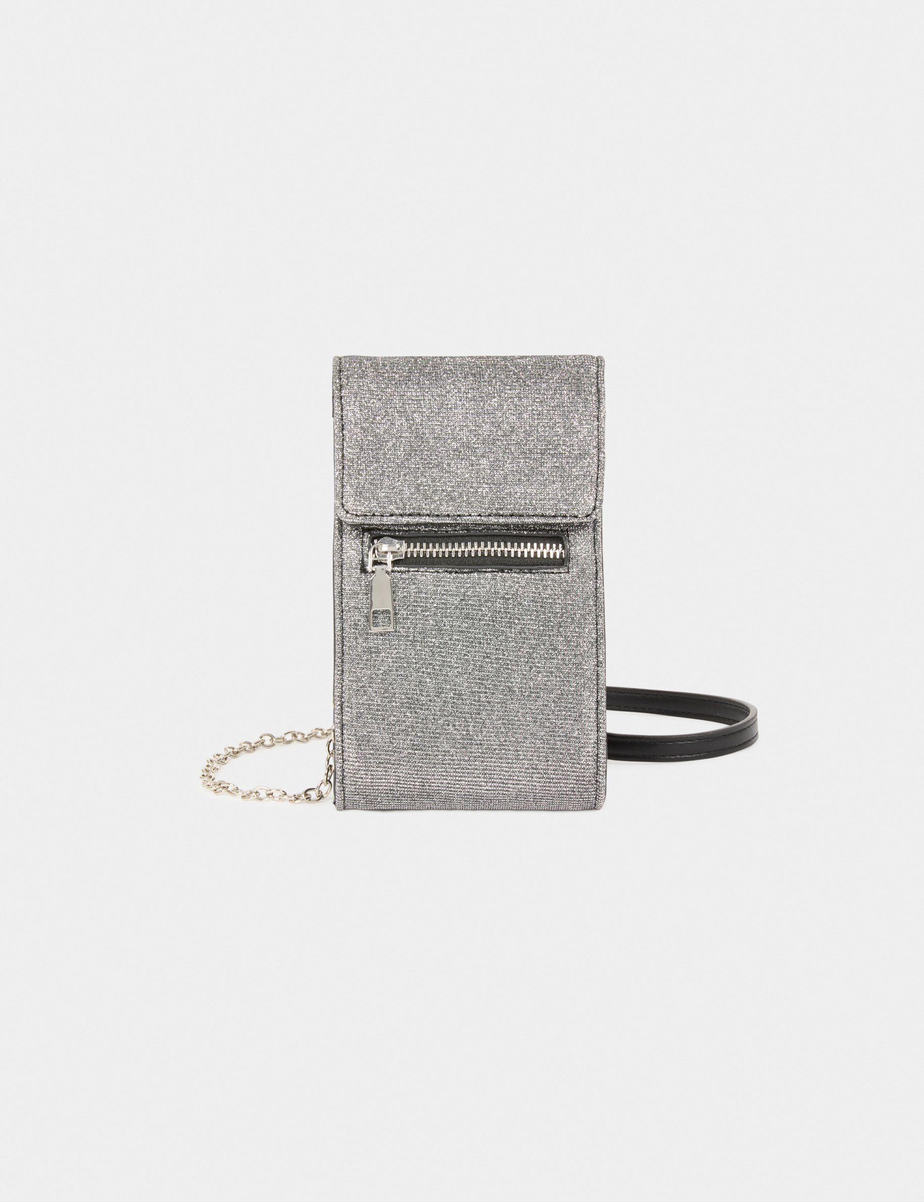 Pochette téléphone paillettes gris moyen femme