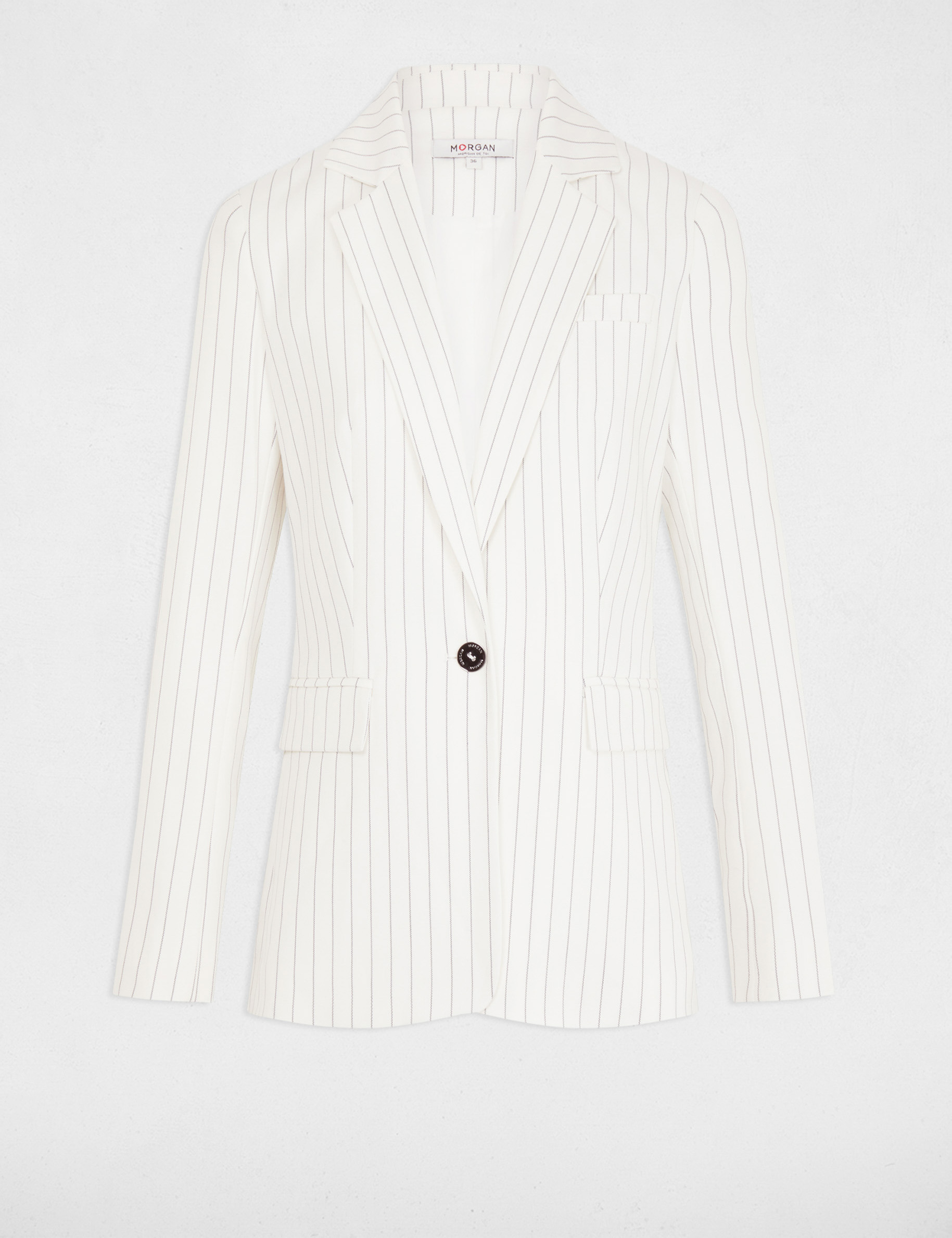 Gestreepte blazer ecru vrouw