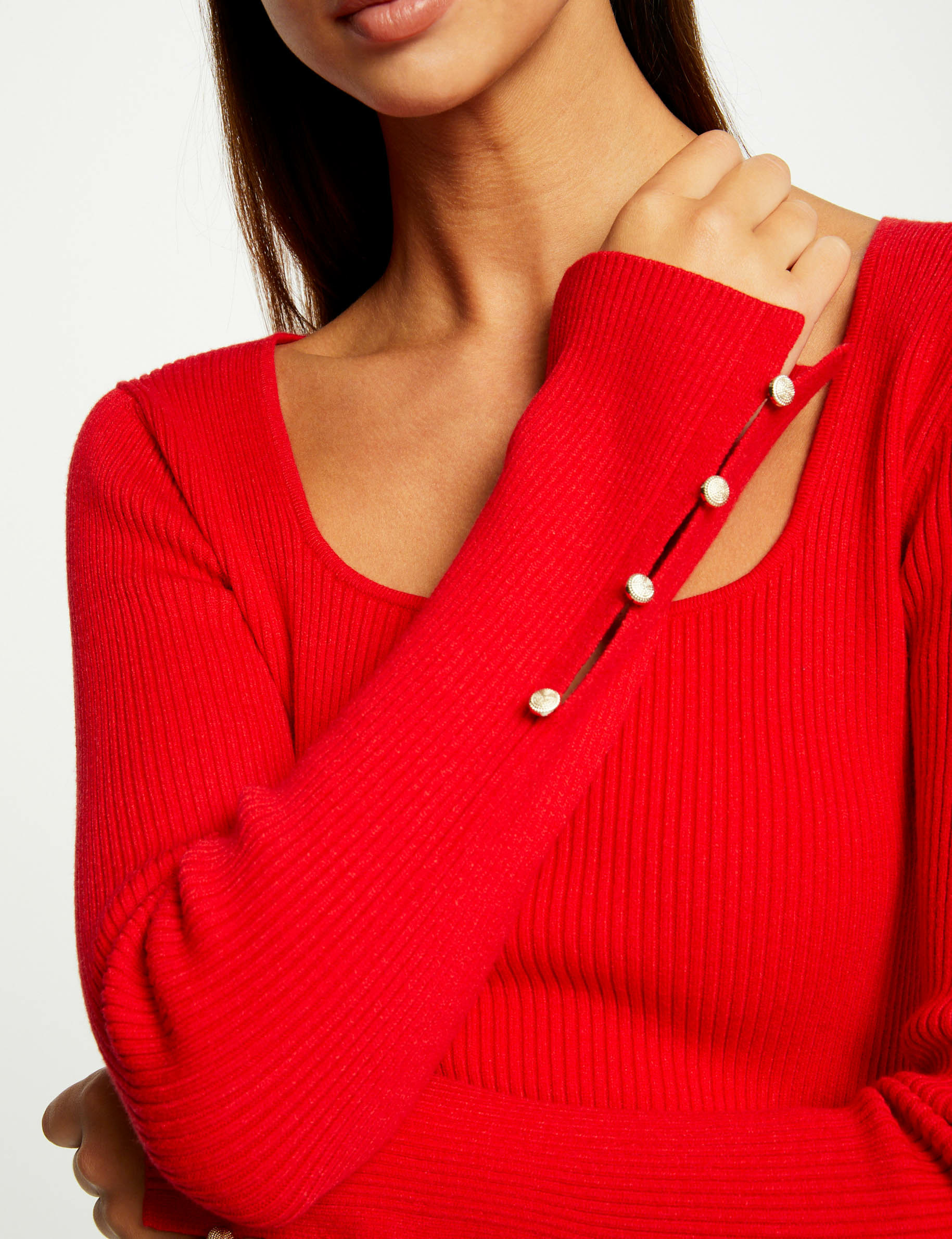 Pull manches longues rouge femme
