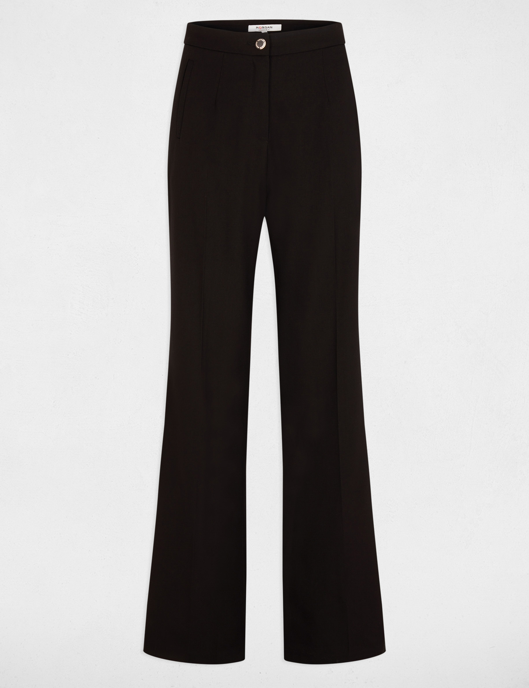 Pantalon flare à pinces noir femme