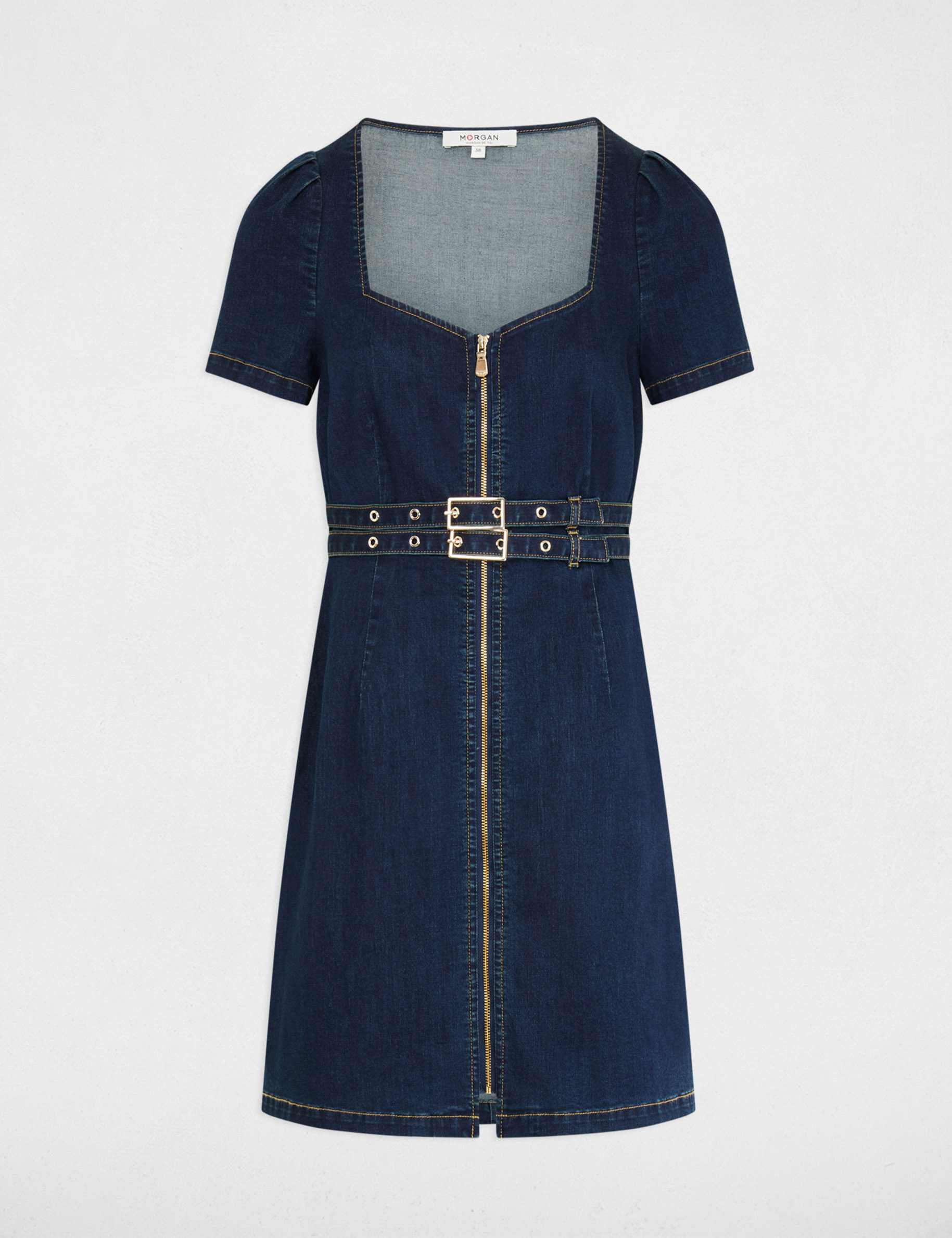 Robe courte ajustée en jean jean brut femme