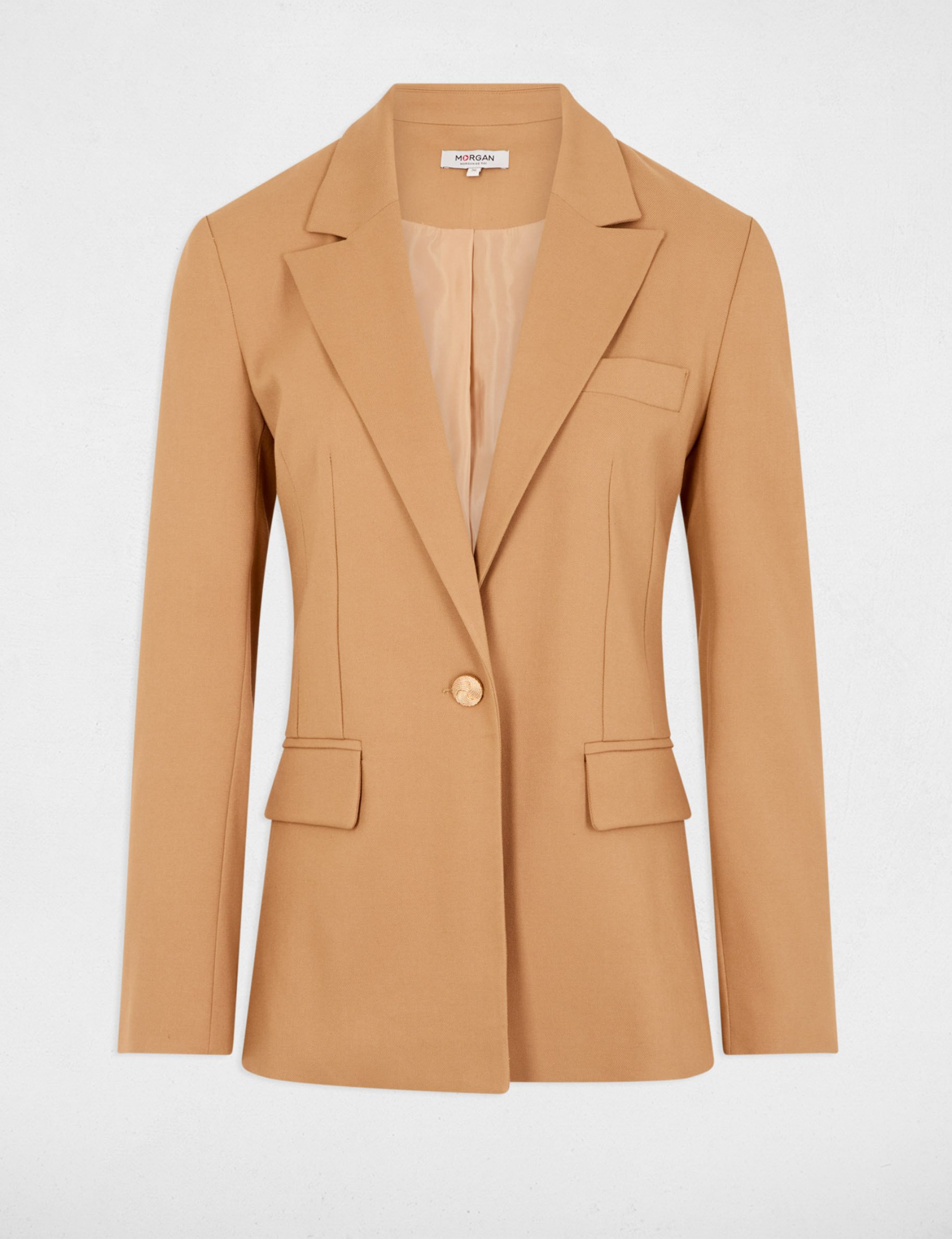 Korte blazer met knopen camel vrouw