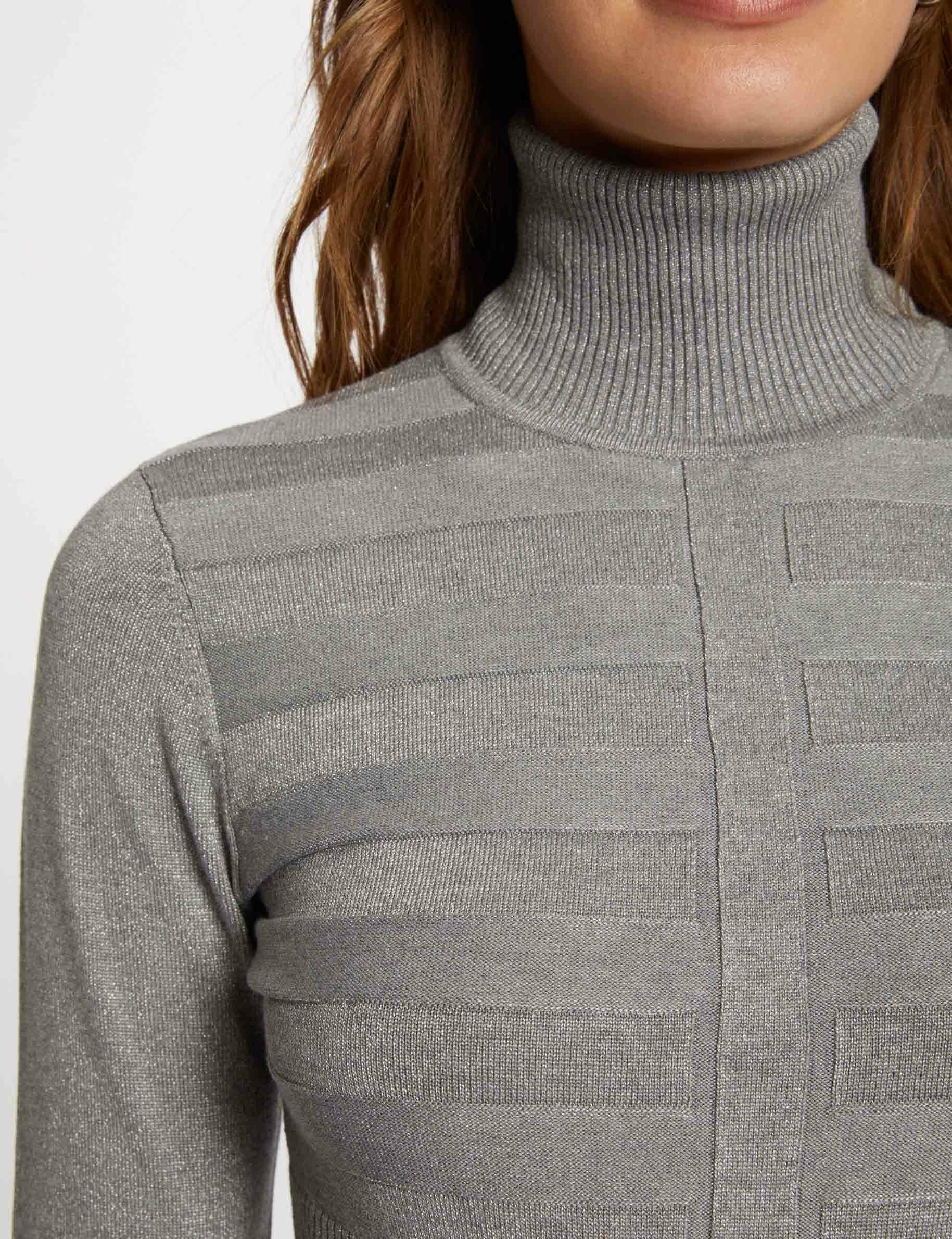 Pull manches longues à col roulé gris anthracite femme