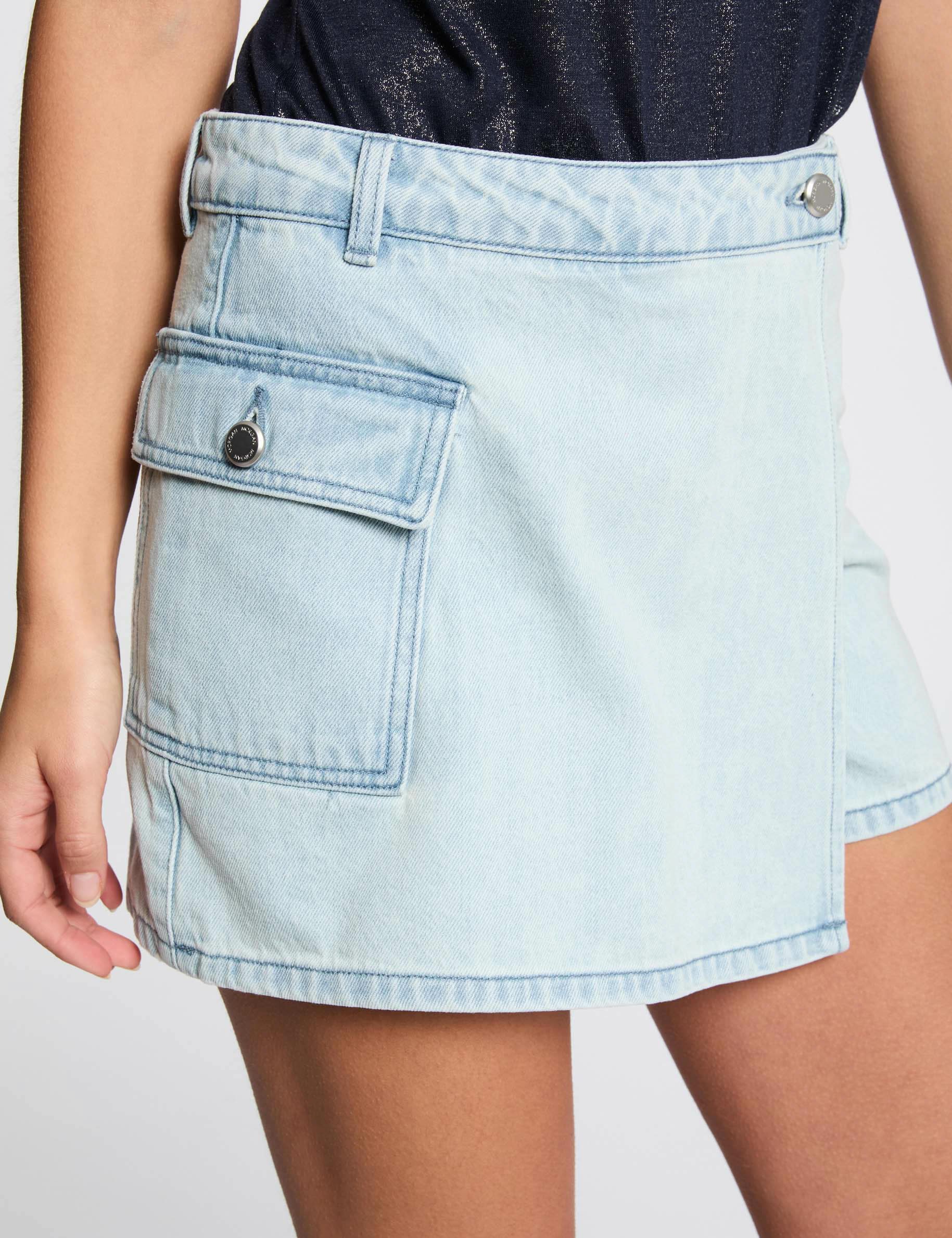 Lage taille jeans short-rok gebleekt denim vrouw