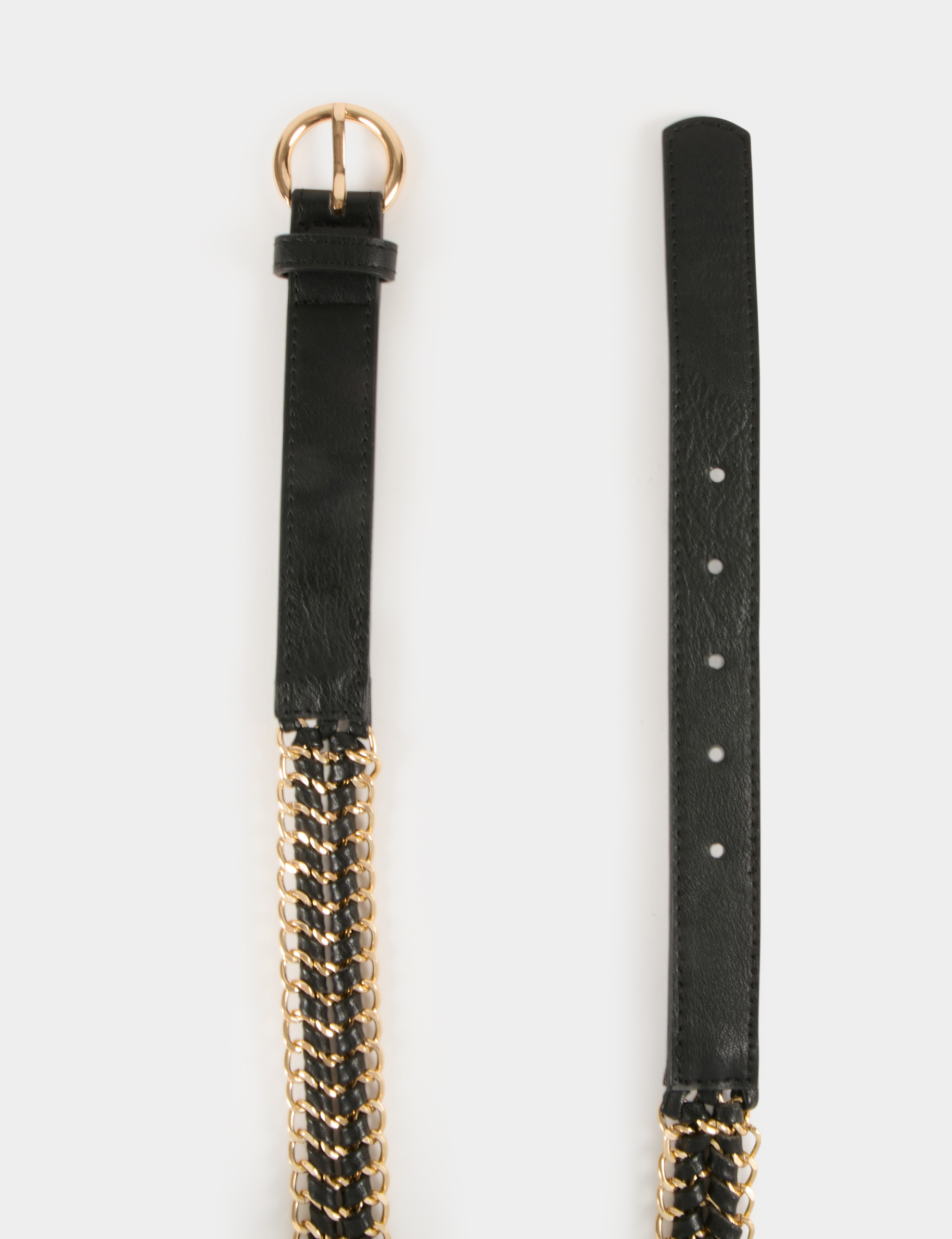 Ceinture tressée avec chaînes noir femme