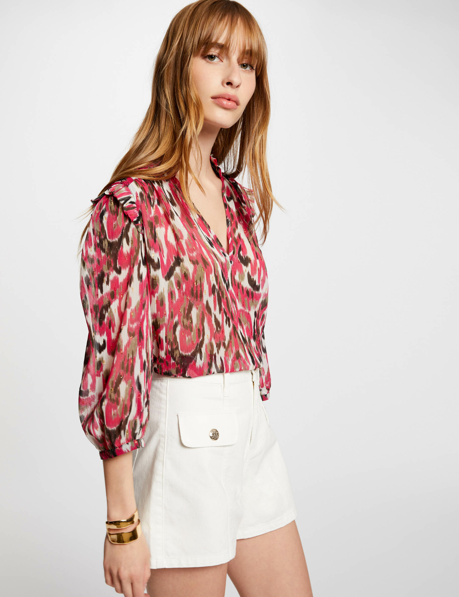 Blouse manches 3/4 imprimée multico femme