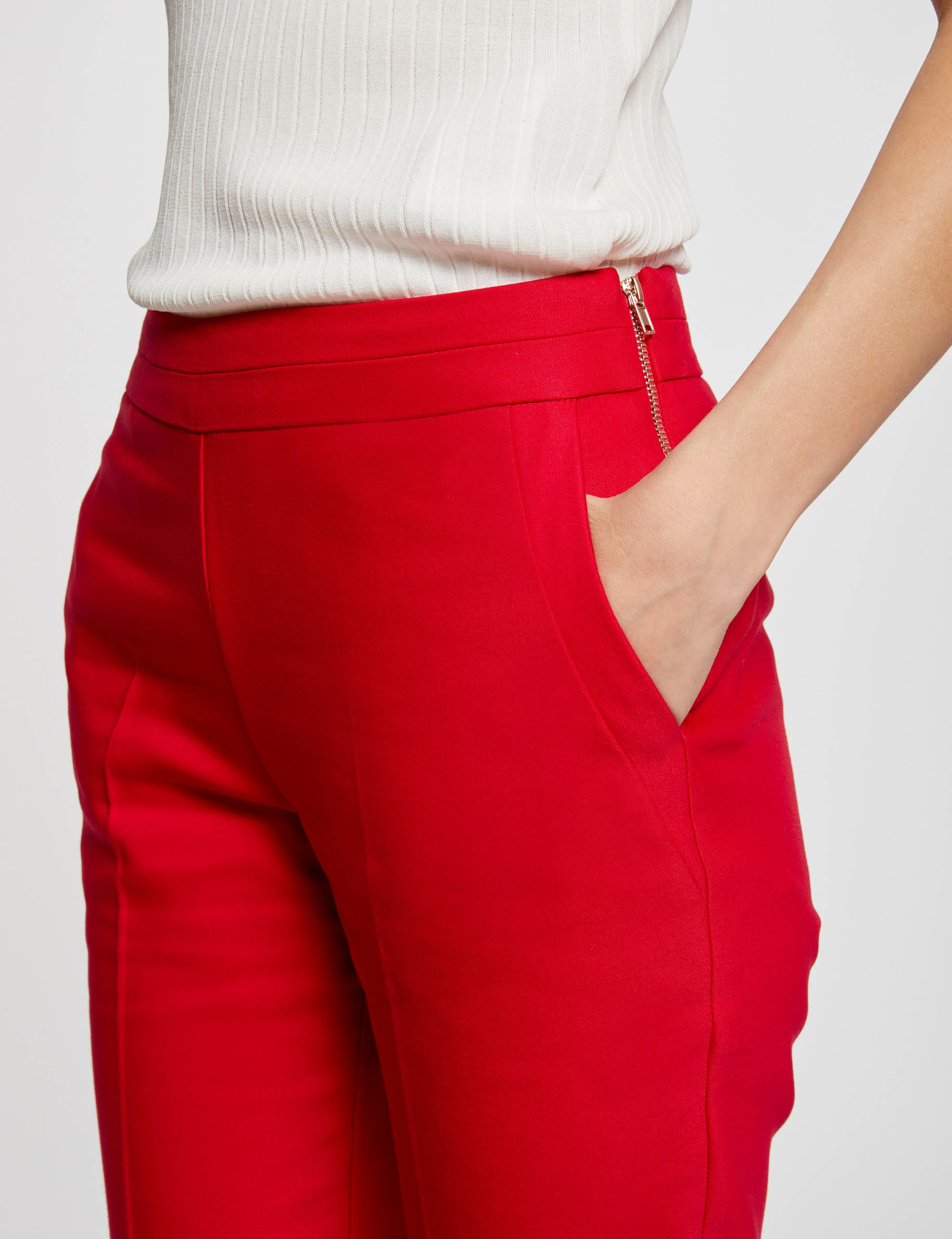 7/8 broek met ceintuur framboos vrouw