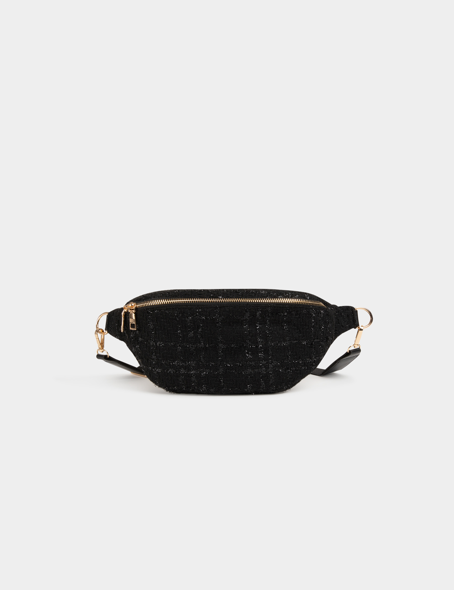 Sac banane tweed noir femme