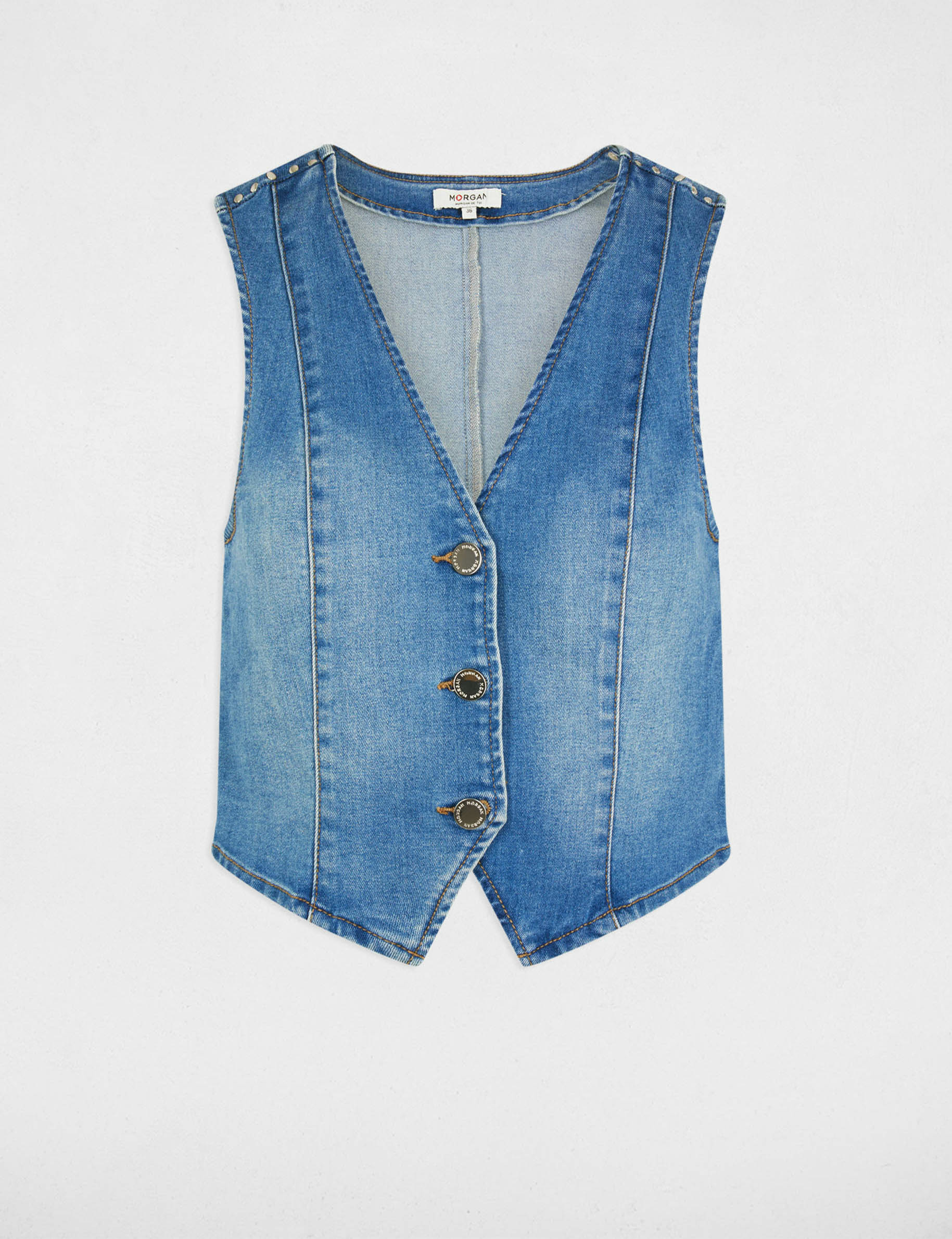 Mouwloos denim top jean stone vrouw