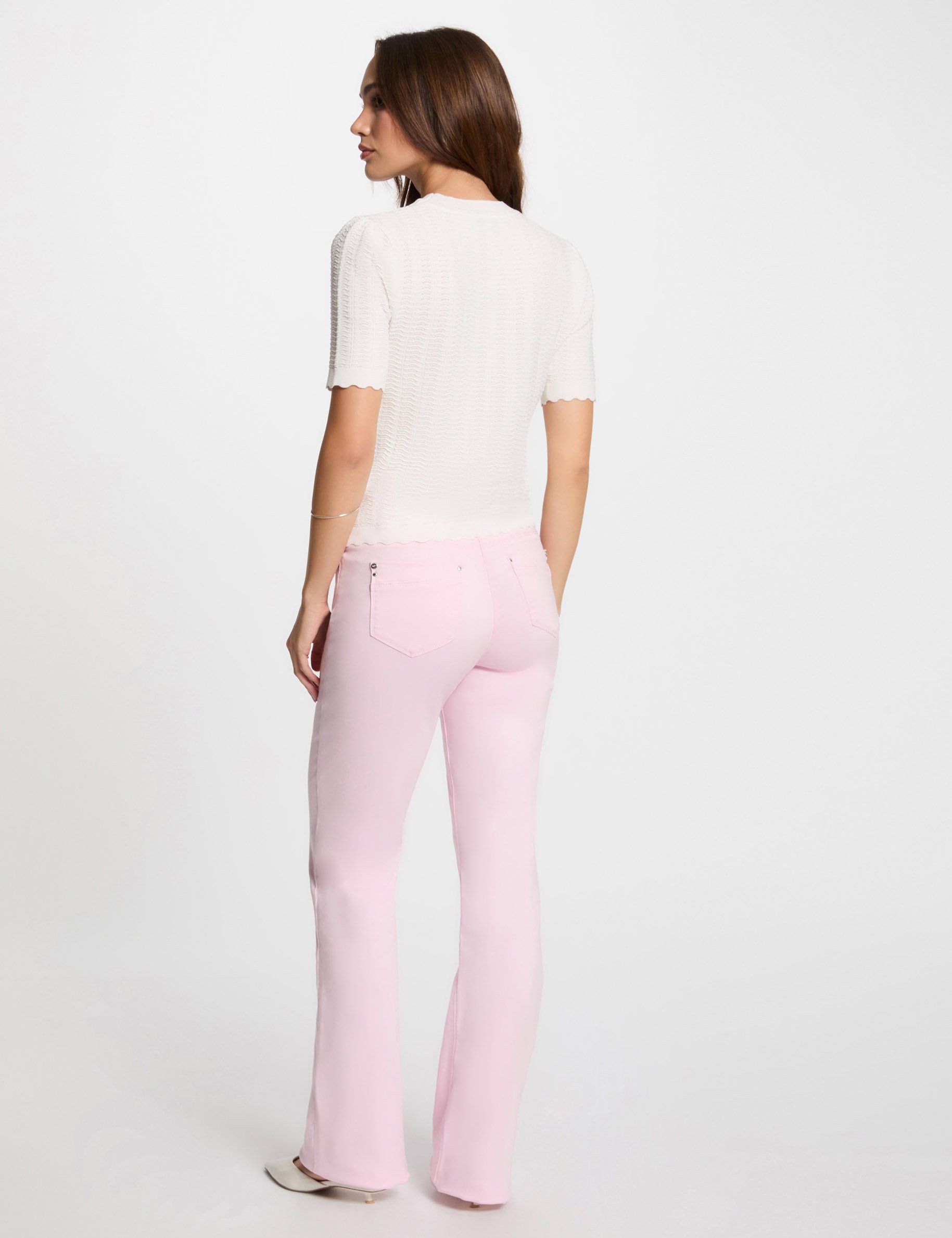 Pantalon bootcut boutonné rose pastel femme