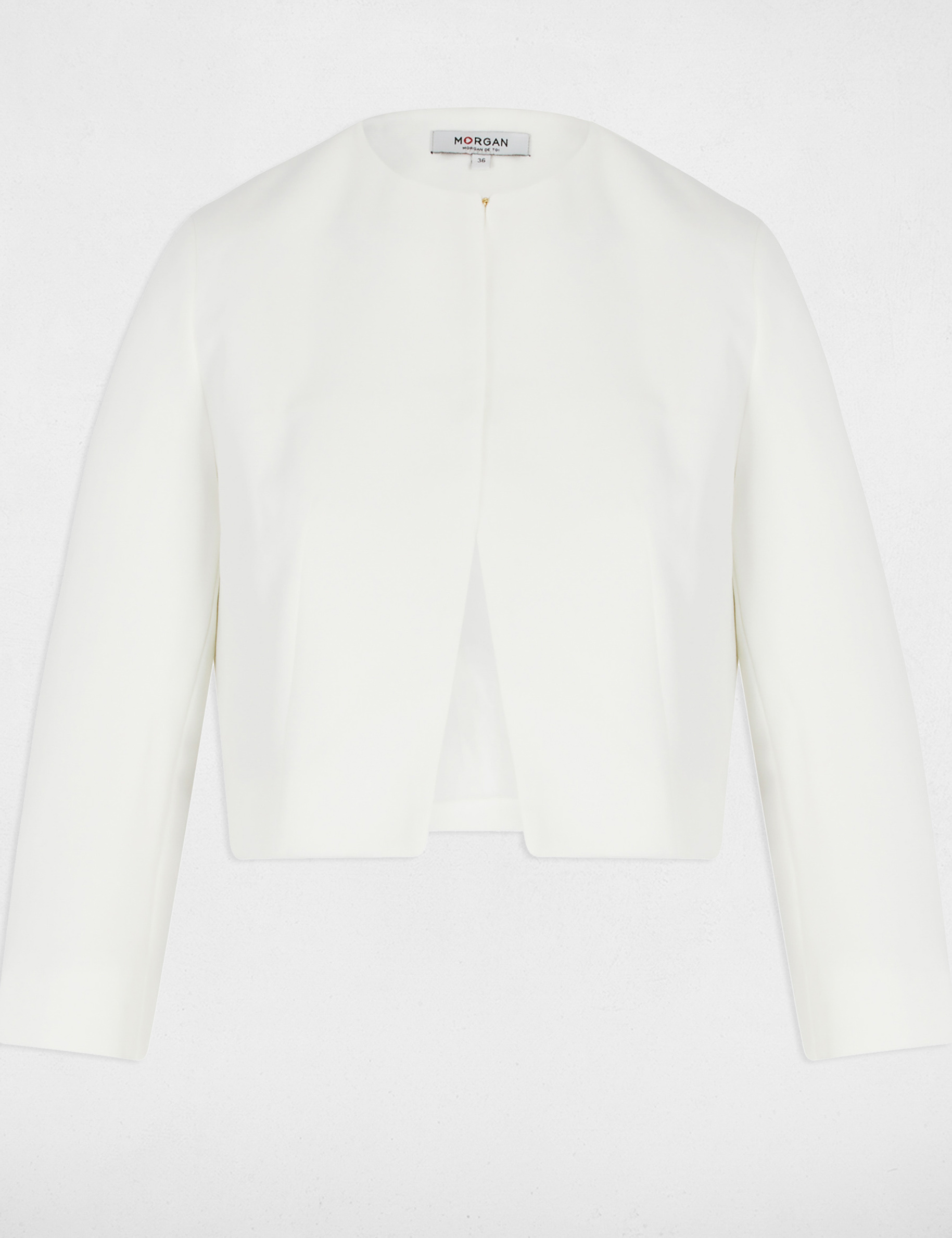 Veste courte manches 3/4 blanc femme