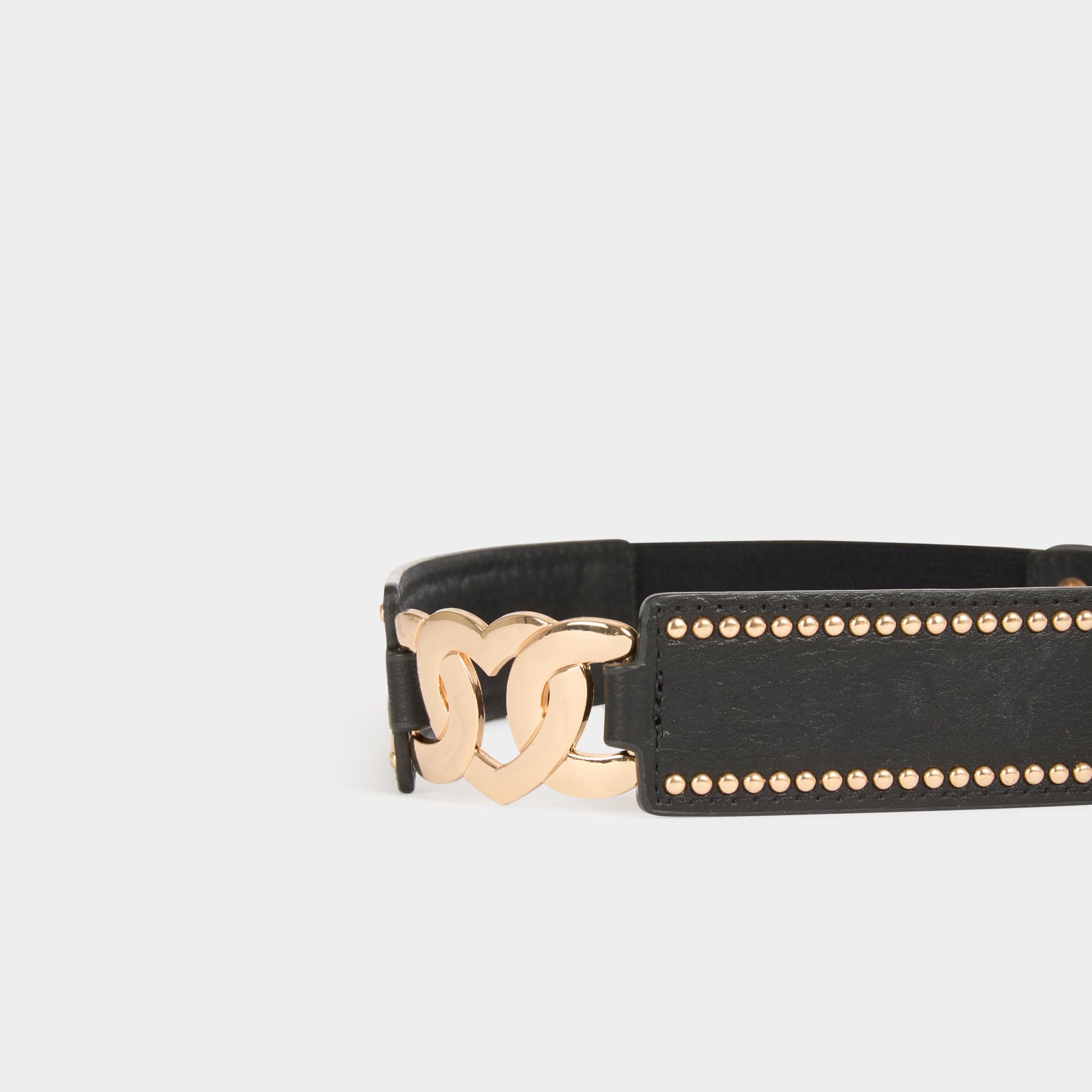 Ceinture élastiquée à clous noir femme