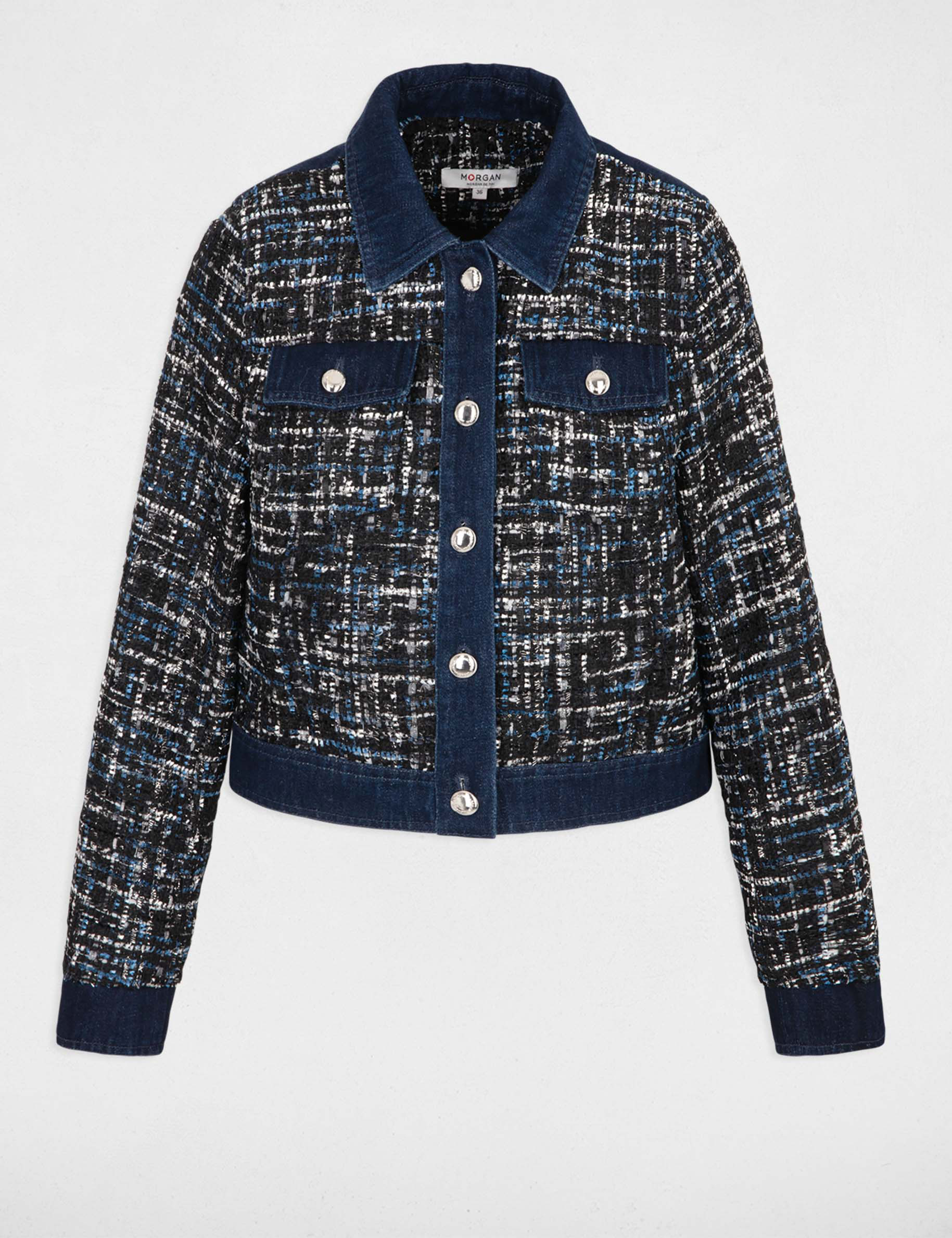 Veste tweed détails en jean multico femme