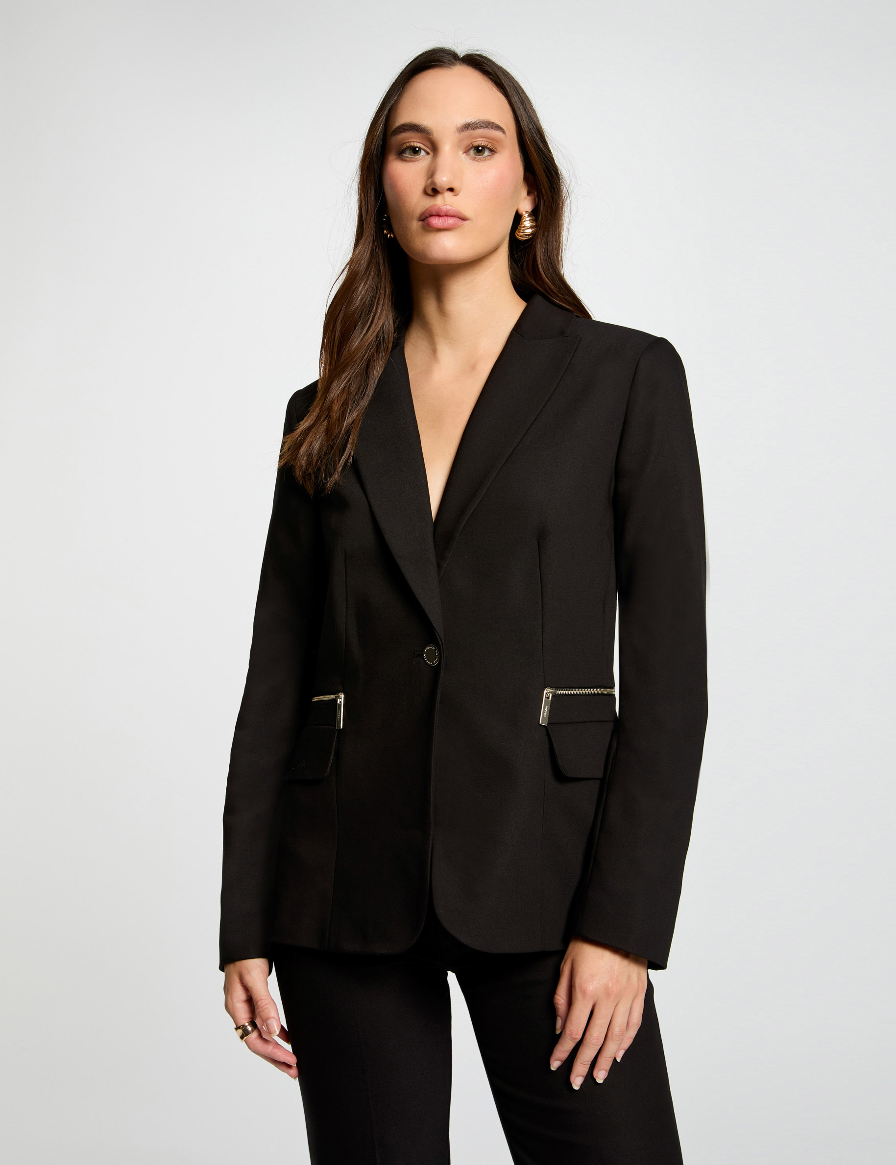 Veste cintrée détails zippés noir femme