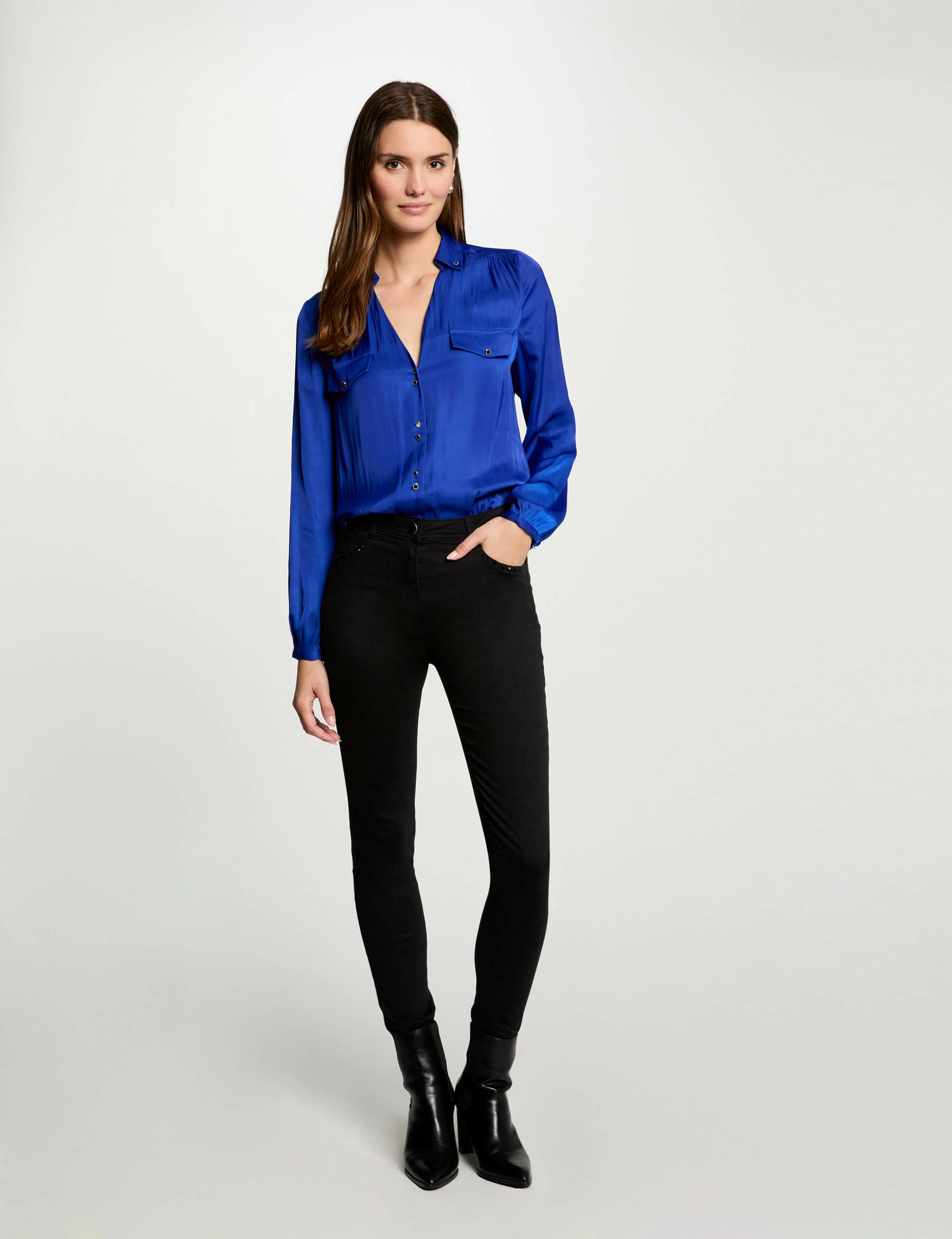 Skinny jeans met strass details zwart vrouw