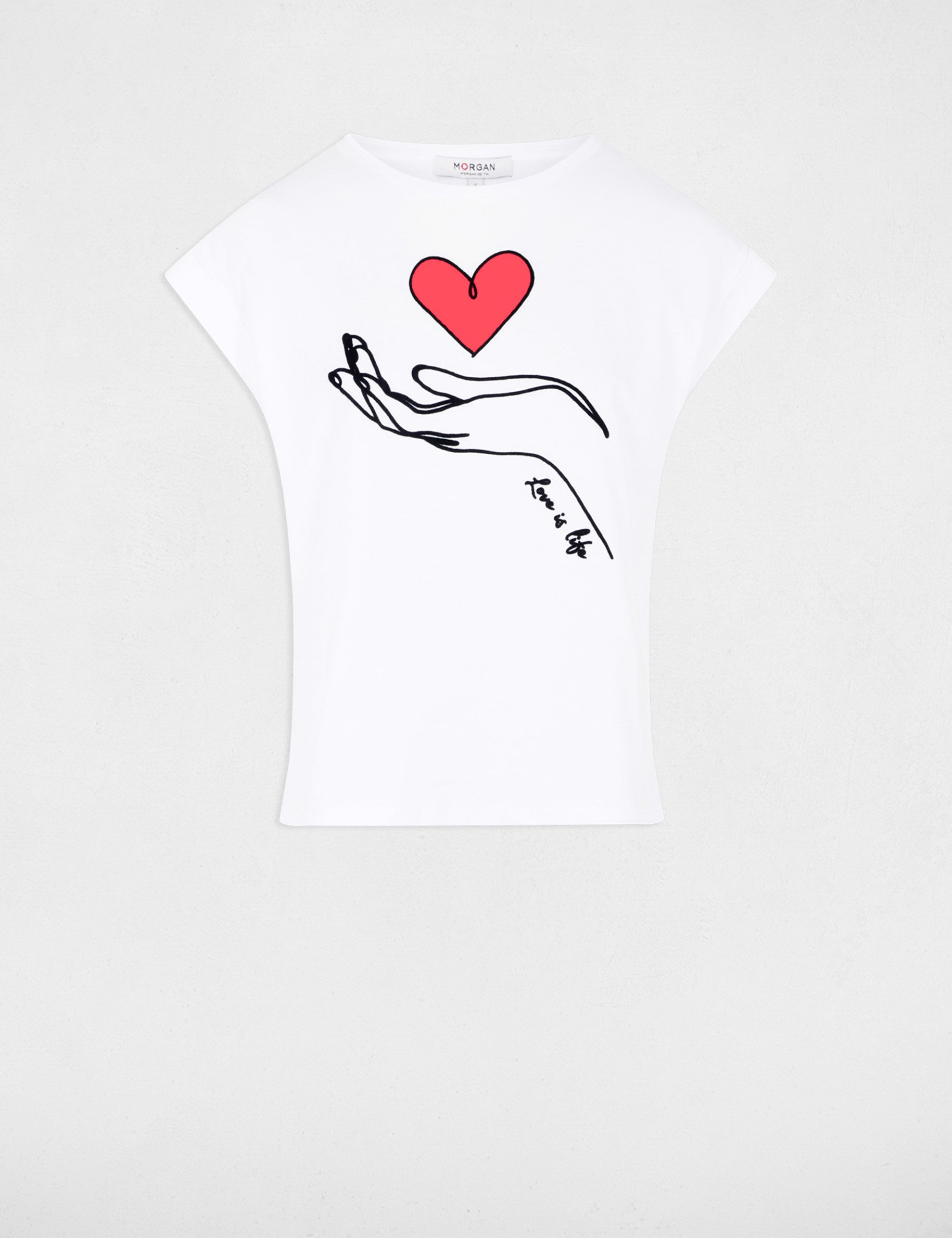 T-shirt met opschrift helder wit vrouw